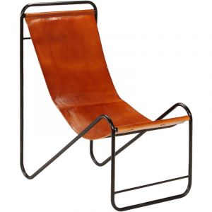 Image de VidaXL Chaise de relaxation Cuir véritable 50x78x90 cm Marron