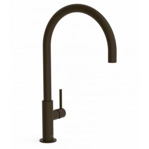 Robinet mitigeur de lavabo très haut incurvé avec poignée latérale fine de couleur noir bronze Study TRES