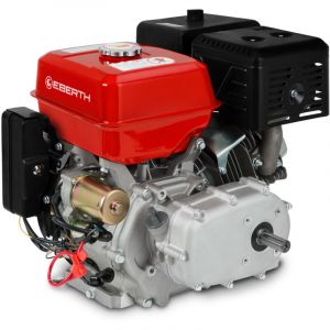 Eberth Moteur thermique à essence 15 cv / 11,03 kW, Moteur de Kart 4 temps avec embrayage à bain d'huile, arbre de 22 mm ø, démarreur électrique, batterie