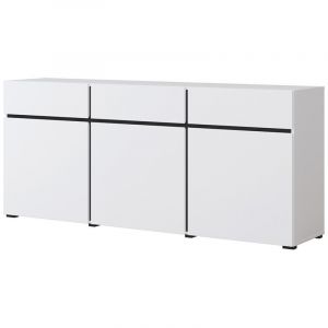 Meublorama - Buffet coloris blanc et noir 180cm collection havana. Bahut design avec 3 portes et 3 tiroirs.