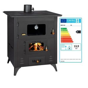 Prity - Poêle à bois avec four fr – 13,9 kW, Noir Graphite, Classe a, Four Spacieux avec Thermomètre