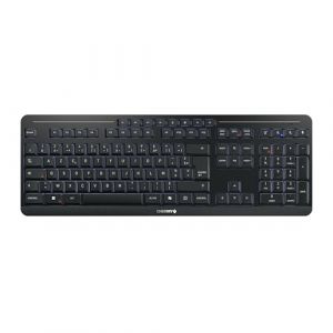 Cherry Stream Keyboard Ultimate, Clavier sans Fil Multi-Appareils, Disposition Fran&ccedil;aise (AZERTY), Connexion Via Bluetooth, 2,4 GHz & C&acirc;ble, R&eacute;tro&eacute;clair&eacute;, Noir