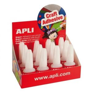 Image de APLI APPLI Tube de Colle forte instantanée avec Pinceau - 10 g - Mixte - Pour coller la mousse EVA, plastique, bois ou carton - Bouchon anti obstruction - Pinceau applicateur