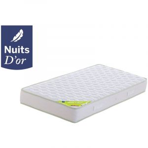 Nuits D'or Matelas 120x200 Mousse Haute Résilience Densité 35 Kg/m3 Hauteur 21 Cm Soutien Souple + Oreiller à Mémoire de Forme + Protège