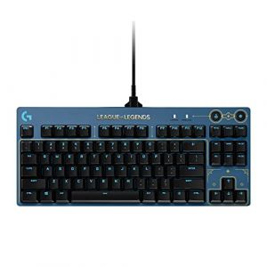 Logitech G Pro Clavier de Jeu mécanique – Design Ultra Portable sans tenkeyless – Câble USB détachable – Touches rétroéclairées RGB LightSync – Édition Officielle League of Legends – Bleu/doré
