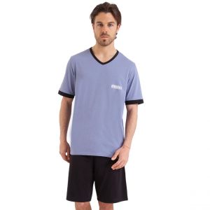 Athena Pyjama court col V homme Ecopack Construction gris en coton