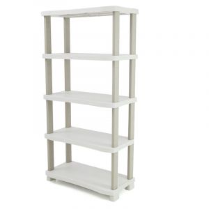 Pegane Etagère de rangement 5 niveaux intérieur/extérieur coloris beige - Longueur 90 x Profondeur 45 x Hauteur 184 cm