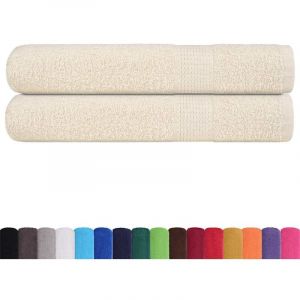 VidaXL Serviettes 2 pcs crème 100x200 cm 360 g/m² 100% coton