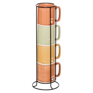 Rack 4 mugs Relax Multicolore