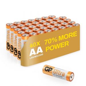 Image de GP Piles AA - Lot de 40 | Ultra | Batteries Alcalines AA LR06 1,5v - Longue durée et très puissantes | Utilisation quotidienne