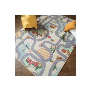 Décoweb Tapis de jeu enfant - Circuit de voiture - Campagne - 145 x 200 cm
