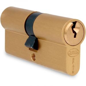 AMIG - Cylindre Securite Porte Entree en Bois - Taille 70 (35-35) mm - 5 Goupilles - Anti-per&ccedil;age - L&eacute;vre de 15 mm - Inclus 3 Cl&eacute;s en Laiton - Fini Chrome Mat