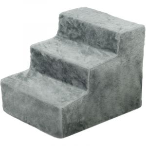 Pawhut Escalier pour chien à 3 marches déhoussable lavable - 46 x 35 x 35 cm - gris