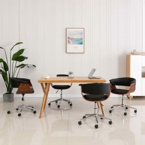 VidaXL Chaises pivotantes de salle à manger 4 pcs Noir Similicuir