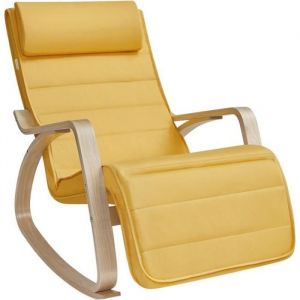 Songmics Fauteuil à bascule effet bois jaune canard et couleur boisée