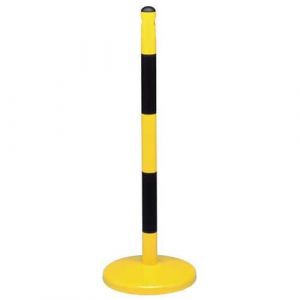 Mottez Potelet MÃ©tal Jaune/noir Sur Socle Pour Passage 2 ChaÃ®nes