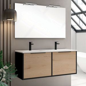 Meuble de salle de bain 120cm double vasque - 2 façades et 4 tiroirs - alba