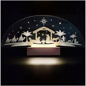 Adzif.biz Le sticker de decoration - Cr&egrave;che de No&euml;l Lumineuse, sc&egrave;ne nativit&eacute; 3D LED