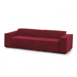 Image de Canapé fixe Dmelucc, Canapé modulable linéaire 3 places, 100% Made in Italy, Canapé de salon moderne en tissu, Cm 260x95h70, Rouge - Dmora