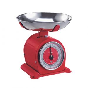 Ardes AR1PA3M Balance de Cuisine Mécanique Style Rétro Balance Vintage avec Bol Inox Amovible - Poids Max 5 kg - Rouge