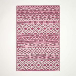 HOMESCAPES Tapis d'extérieur aztèque rose Tia 150 x 240 cm - Rose