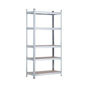 Rayonnage modulaire galvanisé avec 5 étagères réglables 180x90x40cm 875Kg 7house - Argent/Brun