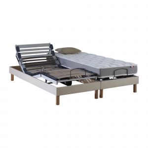 Sommier électrique matelas mémoire forme x190beige 90 x190