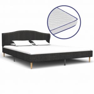 Image de VidaXL Lit avec matelas à mémoire de forme Gris foncé Tissu 180x200 cm