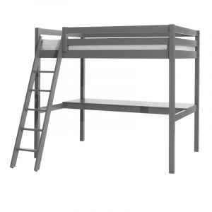 Image de Vipack Furniture Lit Mezzanine Enfant & Plan de Travail "Pino" Gris