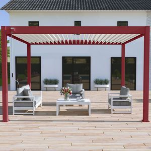 Chalet et Jardin Pergola bioclimatique Ombréa VS autoportante 3x4M - Lames blanches Couleur - Rouge basque