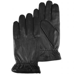 Isotoner Gants Homme tactiles Cuir Agneau Noir
