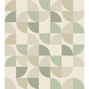 Estahome - papier peint panoramique formes géométriques beige et vert