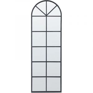 Beliani Miroir Mural Noir en Métal 40 x 120 cm en Forme de Fenêtre à Demi Rond Brouage
