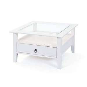 M&S Table basse carré 75 cm en pin massif blanc - FREJUS