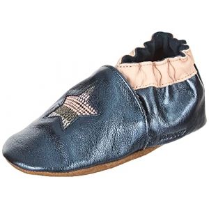 Robeez Chaussons Cuir tannage v&eacute;g&eacute;tal Star Stripe Bleu