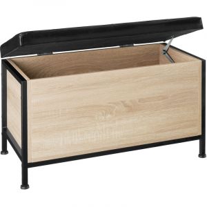 TecTake Coffre banquette matelassée Calico 81,5x41,5x50,5cm - Bois clair industriel, Chêne Sonoma