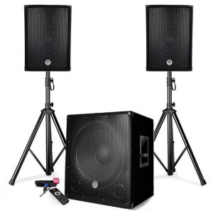 Bm sonic Pack sonorisation 2200W Enceintes Caisson Pieds USB Bluetooth BMS1512