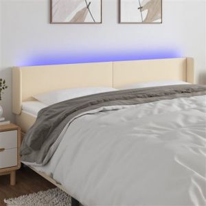 T&ecirc;te de lit &agrave; led Cr&egrave;me 203x16x78/88 cm Tissu