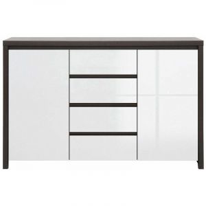 Image de Hucoco KASPIANO | Commode moderne salo hambre à couc r/bureau | Style scandinave | 143,5x92x40,5 cm | 4 tiroirs Blanc
