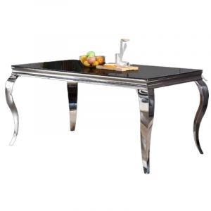 Table à manger baroque 6 à 8 personnes Chrome verre Noir l 180cm