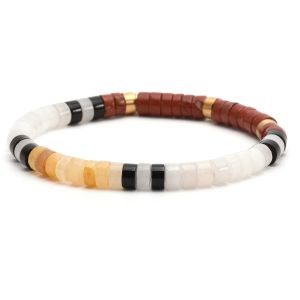 Bracelet Perles Heishi Jaspe Jaune Blanc Rouge