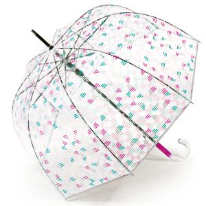 Image de Esprit Parapluie cloche transparente à motifs géométriques roses