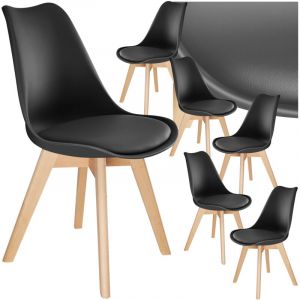 TecTake Lot 6 chaises salle à manger style scandinave forme ergonomique noir
