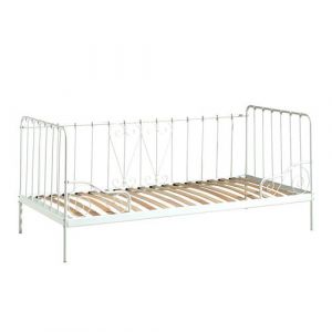 ORNAM - Lit Banquette 90x200cm M&eacute;tal Poudr&eacute; Blanc - Altobuy