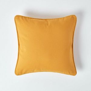 Homescapes - Housse coussin Uni Jaune moutarde - 60 x 60 cm - Jaune Moutarde