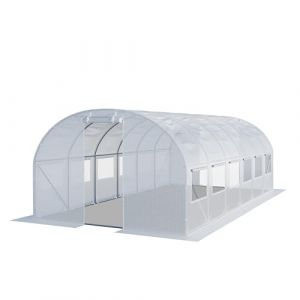 Intent24 Serre de Jardin Serre Tunnel Plastique Robuste 3x6m - Bâche pe 180g/m² blanc transparent - blanc