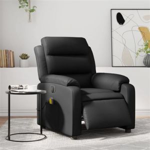 VidaXL Fauteuil de Massage Inclinable Électrique, Chaise de Relaxation avec Dossier, Siège avec Accoudoirs Salon, Moderne, Noir Similicuir