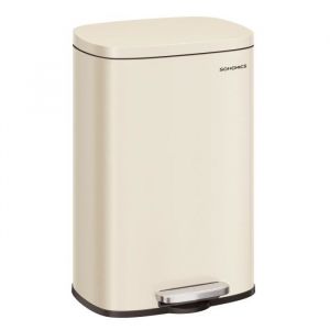 Songmics Poubelle cuisine 50L fermeture en douceur avec pédale beige