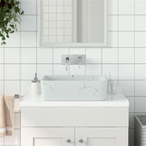 VidaXL Vasque à poser blanc rectangulaire 46x35,5x13 cm céramique