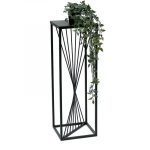 Tabouret à fleurs Métal Noir Angulaire 70 cm Porte-fleurs Table d'appoint 96457 Colonne à fleurs Design Moderne Porte-plantes Tabouret à plantes